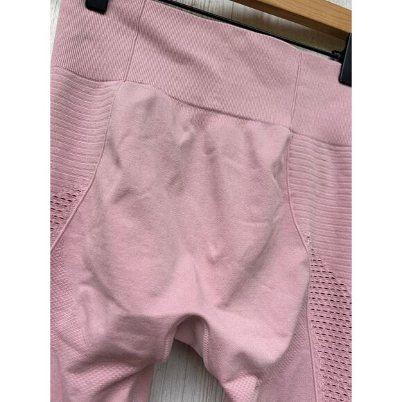 Gymshark Pink High Waist Leggings Compression Knit Workout Performance Wear S - Picture 7 of 8
